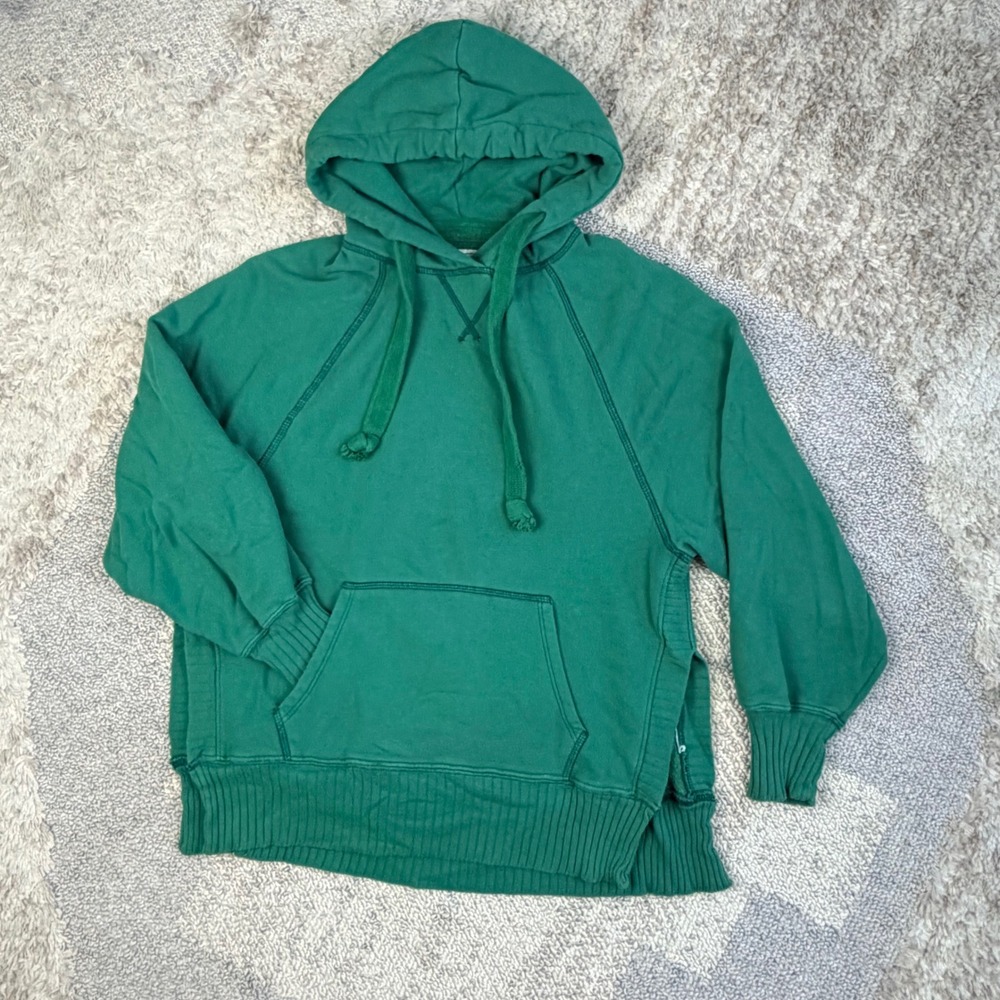 American Eagle Green Oversized Fleece Hoodie Raglan Sweatshirt Womens XS